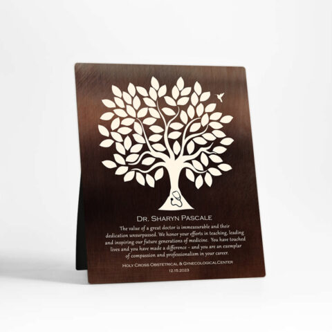 Silhouette Tree Leadership Appreciation Bronze Desktop Plaque Gift for doctor D-1866