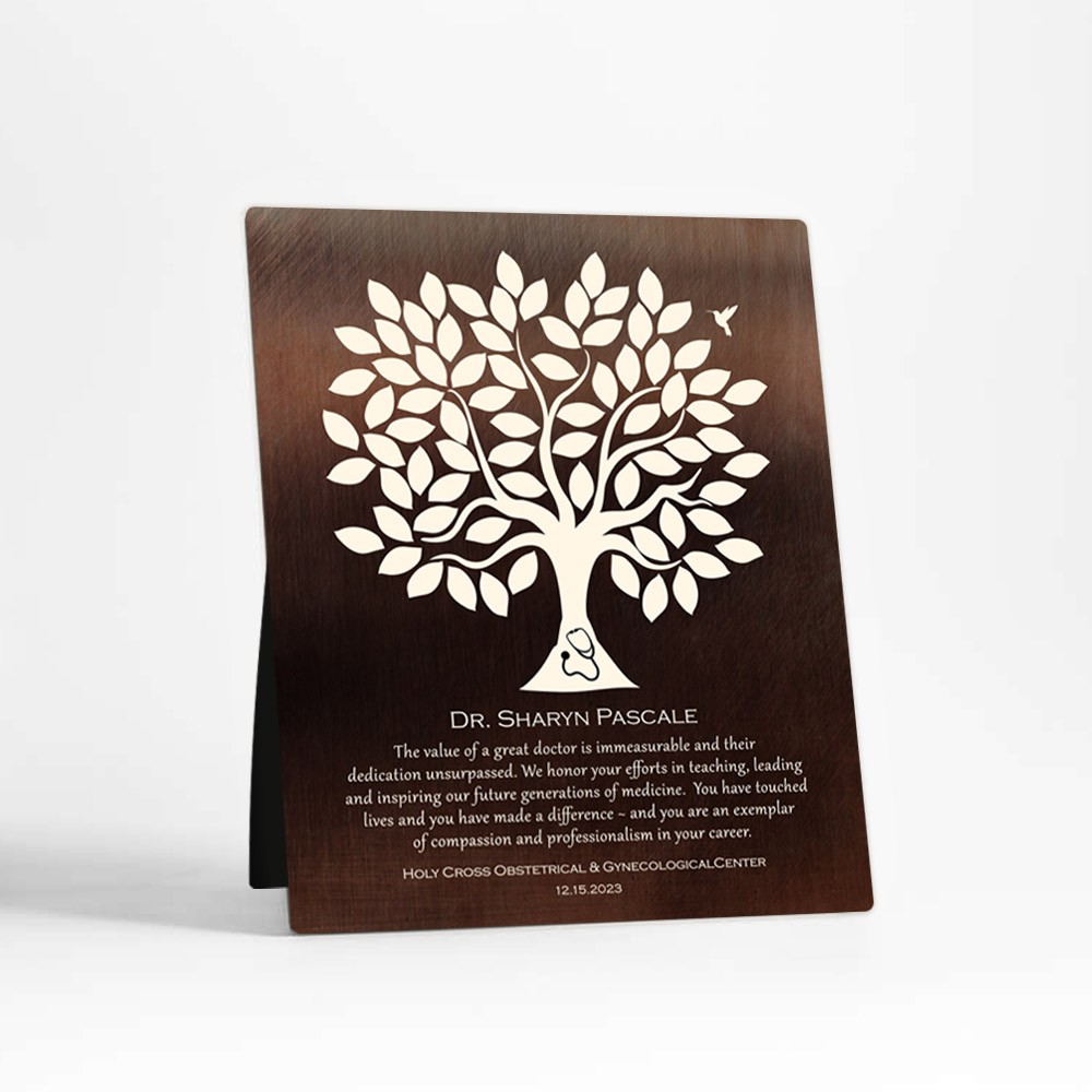 Single image of Silhouette Tree Leadership Appreciation Bronze Desktop Plaque