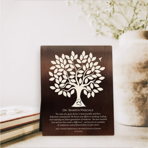 Silhouette Tree Leadership Appreciation Bronze Desktop Plaque Gift for doctor D-1866