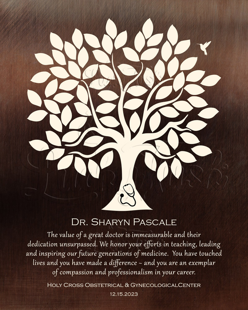 Silhouette Leafy Tree Farewell to Doctor Quote on Bronze retirement Wall Plaque LTC-1866