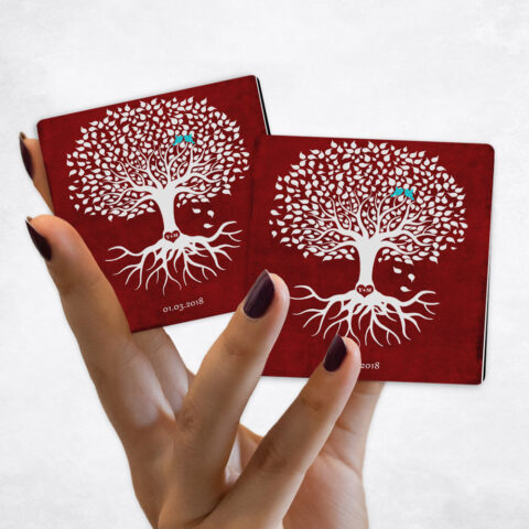 Valentine’s Day White Valentine Silhouette Tree on Red Magnet Set MAG-1867