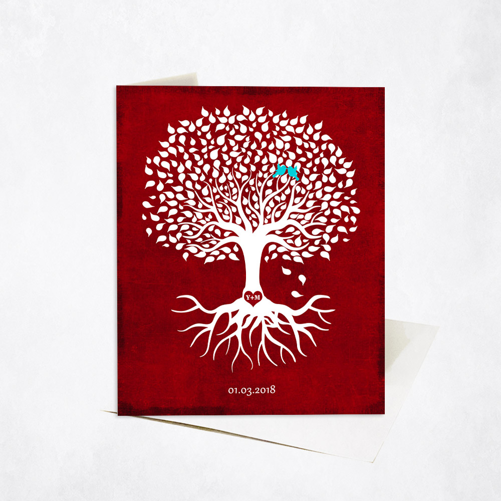 Picture of Minimalist Commemoration White Valentine Tree Valentine's Day Stationery Card C-1867