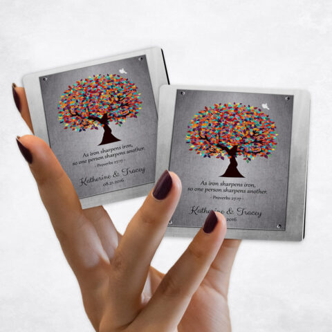 6th anniversary Colorful Spring Tree on Iron Magnet Set MAG-1902