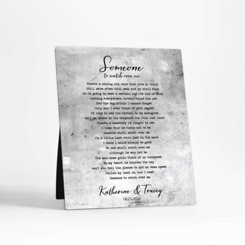 Wedding Song Lyrics 10th anniversary Tarnished Tin Desktop Plaque Gift for couple D-1903