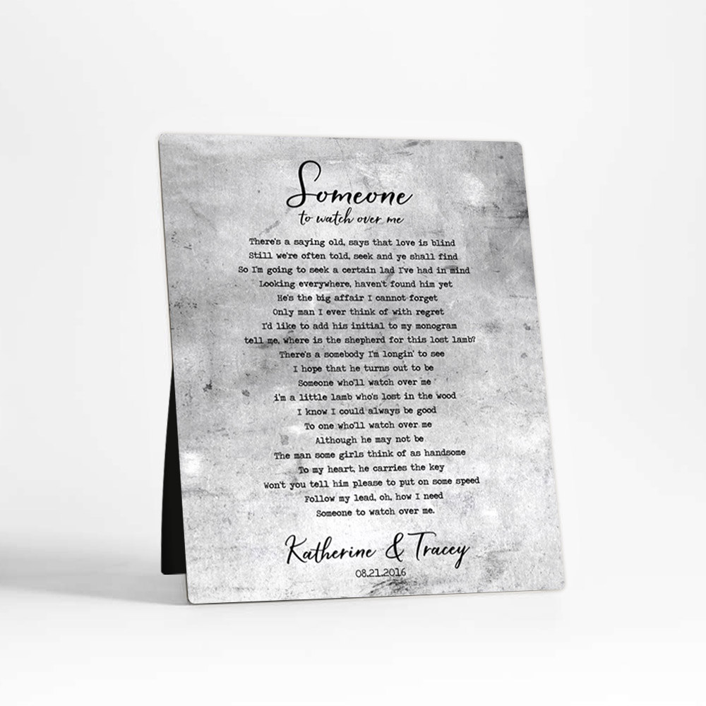 Single image of Wedding Song Lyrics 10th anniversary Tarnished Tin Desktop Plaque