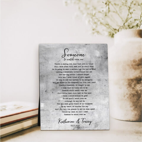 Wedding Song Lyrics 10th anniversary Tarnished Tin Desktop Plaque Gift for couple D-1903