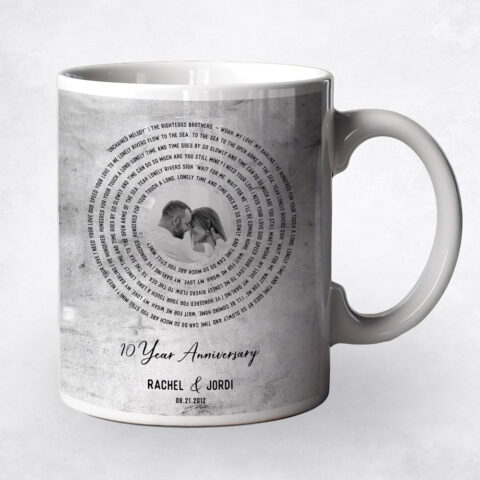 First Dance Lyrics Stanza Spiral Tarnished Tin 10th anniversary Coffee Mug M-1905