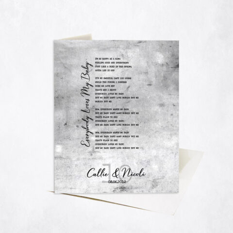 Our Song Custom Lyrics Written 10th anniversary Stationery Card-1906