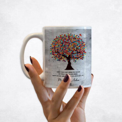 Colorful Spring Tree Tarnished Tin 10th anniversary Coffee Mug M-1907