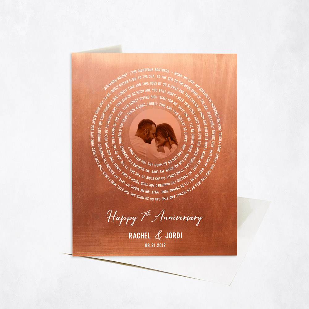 Picture of First Dance Song Lyrics Spiral Photo Record Label 7th anniversary Stationery Card C-1908