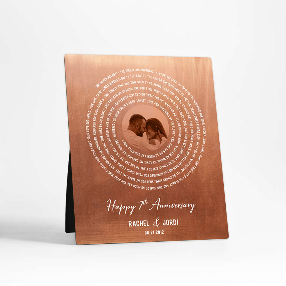 Single image of Record Label Lyrics 7th anniversary Copper Desktop Plaque