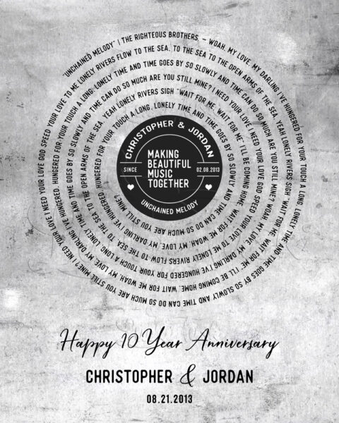 Wedding Song, Record Label, Wedding Portrait, Photo on Tin, 10 Year Anniversary Gift, First Dance, Our Song, Personalized Gift for Couple, 10th Anniversary #1910