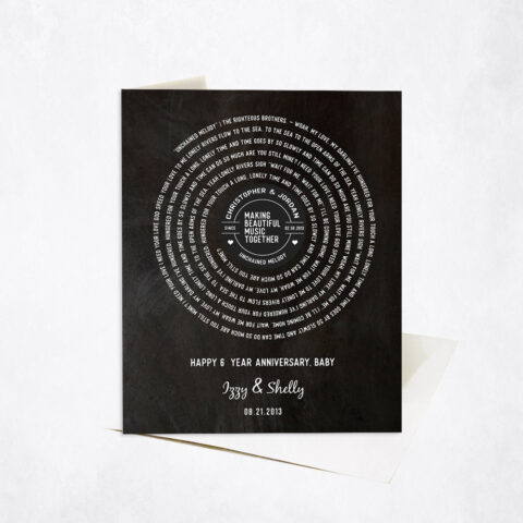 Our Song Lyrics Spiral Custom Record Label 6th anniversary Stationery Card-1911