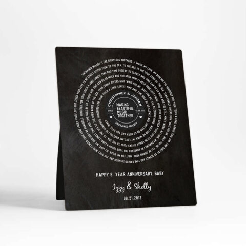 Record Label First Dance Lyrics 6th anniversary Iron Desktop Plaque Gift for couple D-1911