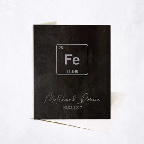 Custom Iron Element Symbol From Periodic Table on Iron 6th wedding anniversary Stationery Card C-1913