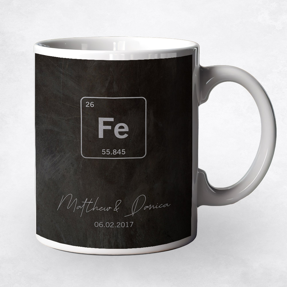 Closeup image of Iron Element Symbol From Periodic Table Iron 6th anniversary Coffee Mug M-1913