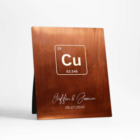 Copper Element Symbol (Cu) 7th anniversary Copper Desktop Plaque Gift for couple D-1914