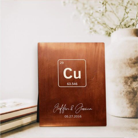 Copper Element Symbol (Cu) 7th anniversary Copper Desktop Plaque Gift for couple D-1914