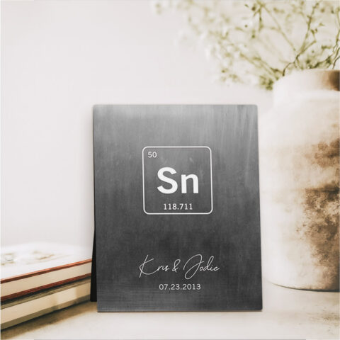 Tin Element Symbol (Sn) 10th anniversary Tin Desktop Plaque Gift for couple D-1915