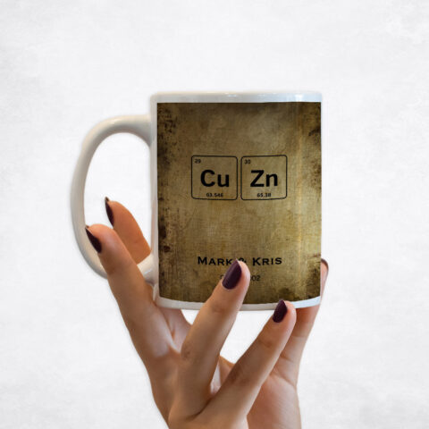 Brass = Copper + Zinc Custom Element Symbols From Periodic Table Brass 21st anniversary Coffee Mug M-1916