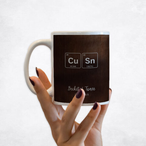 Bronze = Copper + Tin Element Symbols on Periodic Table Bronze 8th anniversary Coffee Mug M-1917