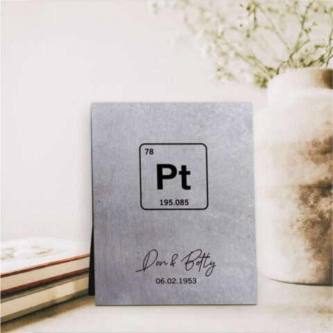 Platinum Element Symbol Pt 20th anniversary Platinum Desktop Plaque Gift for couple D-1918