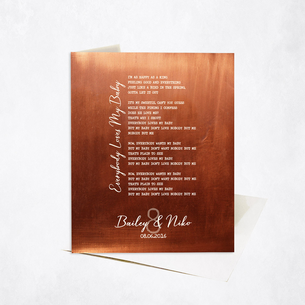 Picture of First Dance Our Song Lyrics Custom Written 7th anniversary Stationery Card C-1921