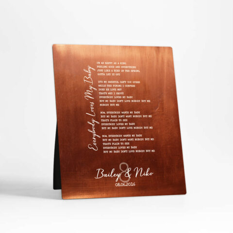 Song Lyrics or Wedding Vows 7th anniversary Copper Desktop Plaque Gift for couple D-1921