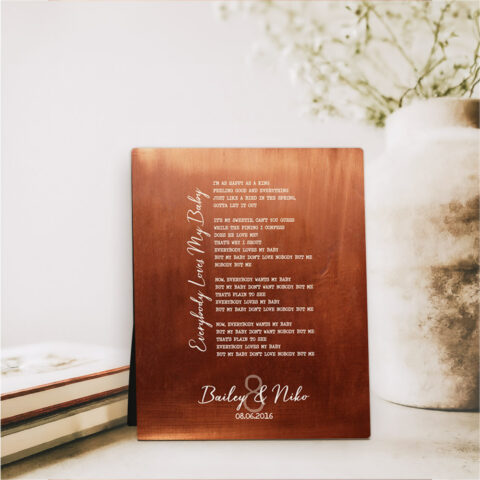 Song Lyrics or Wedding Vows 7th anniversary Copper Desktop Plaque Gift for couple D-1921