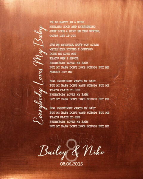 Wedding Song Plaque, 7 Year Anniversary Gift, Copper Anniversary, First Dance, Our Song, Personalized Gift for Couple, 7th Anniversary #1921
