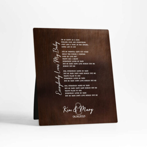 Song Lyrics or Wedding Vows 8th anniversary Bronze Desktop Plaque Gift for couple D-1923