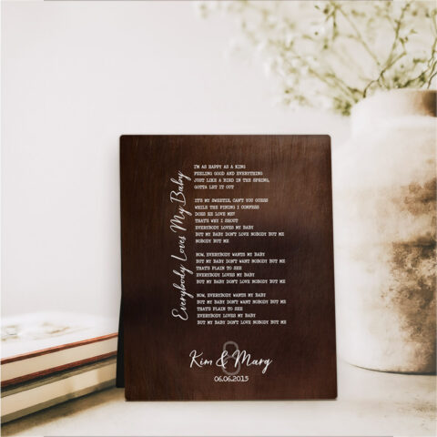 Song Lyrics or Wedding Vows 8th anniversary Bronze Desktop Plaque Gift for couple D-1923