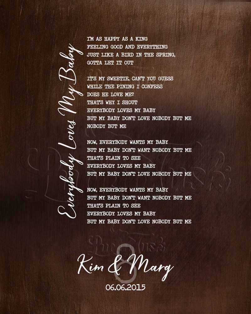 First Dance Our Song Lyrics Custom Written on Bronze 8th anniversary Wall Plaque LTC-1923