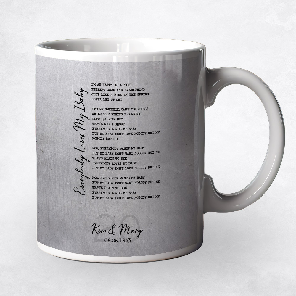 Closeup image of First Dance Song Title Platinum 20th anniversary Coffee Mug M-1924