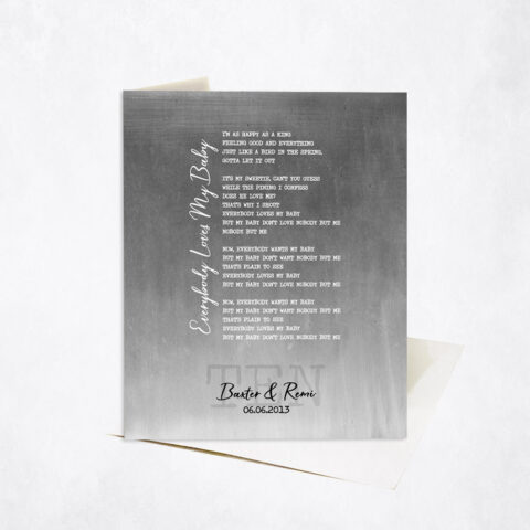 First Dance Our Song Lyrics Custom Written 10th anniversary Stationery Card-1925