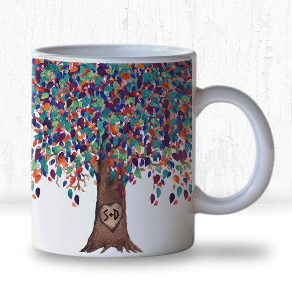 Willow Mug personalized with your initials carved in the heart of the tree