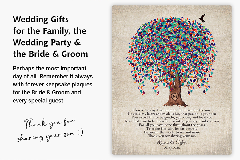 Images of Wedding Gifts for the Family, the Wedding Party and the Bride & Groom